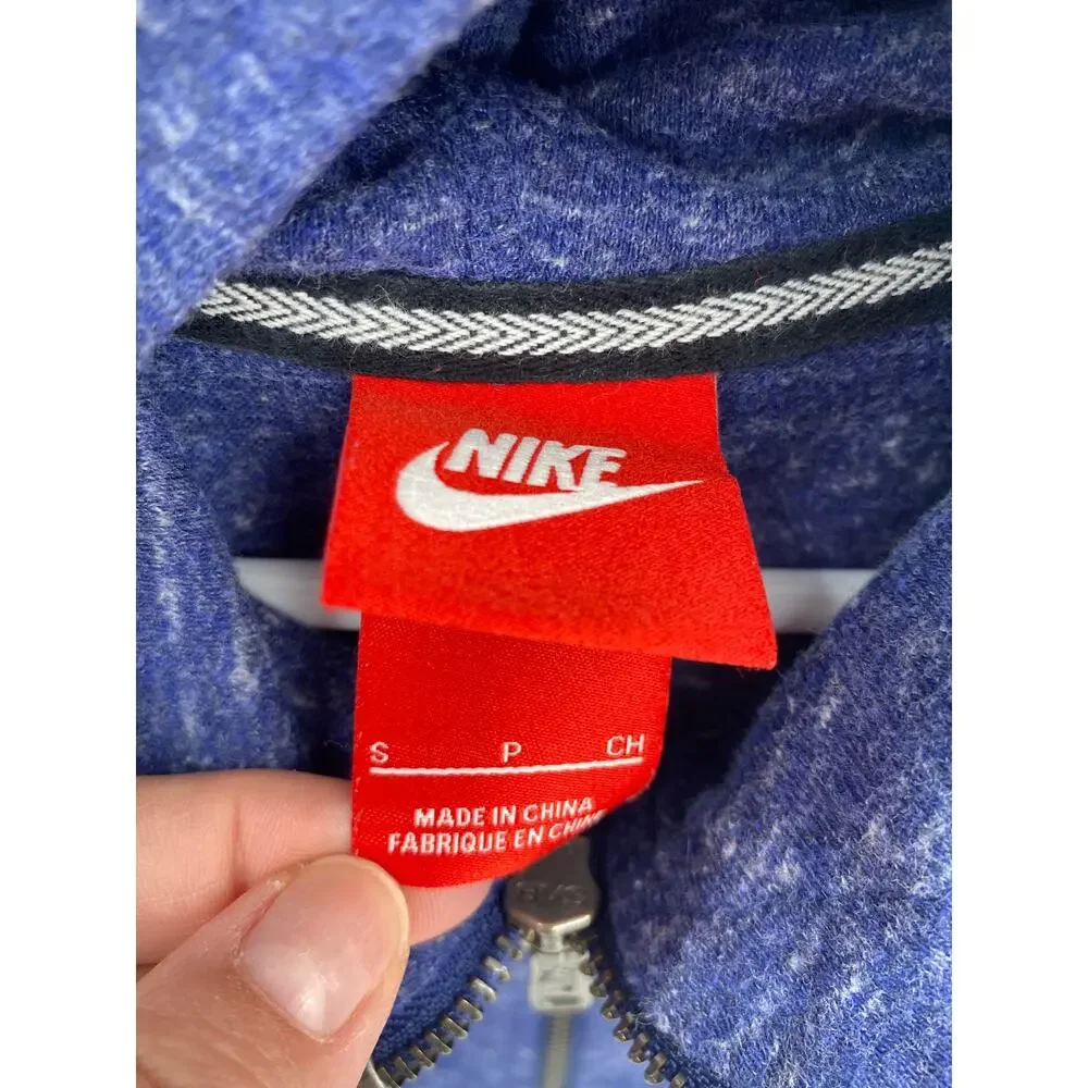 Nike Blue Vintage Space Dye Full Zip Hoodie Sweatshirt Kids Small